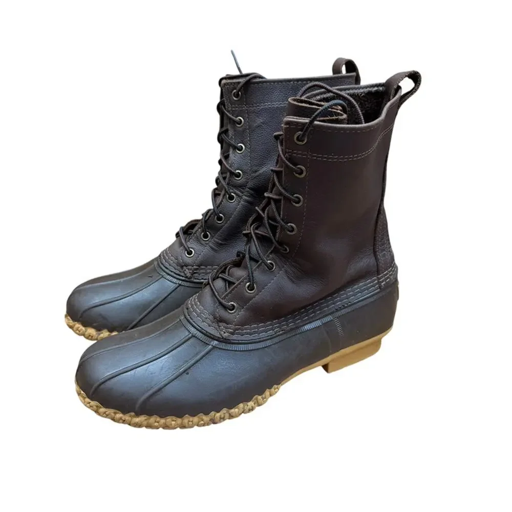 LL Bean Boots Brown Leather Mens 11 Waterproof Hunting Outdoor Duck